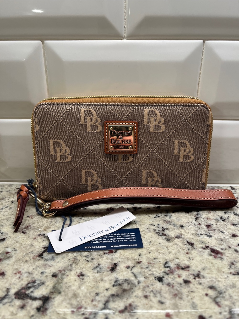 Dooney & Bourke Coated Cotton Greta Zip Around Wallet/Wristlet NWT